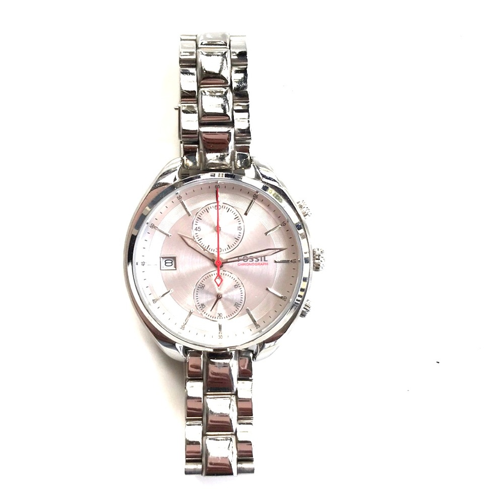 Silver fossil watch
